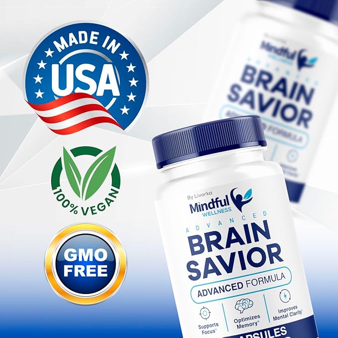 (2 Pack) Mindful Wellness Advanced Brain Savior Capsules Official Mindful Wellness Supplement Pills Mindful Wellness Support Capsules Premium Formula - All Natural Pills 120 Capsules for 2 Months