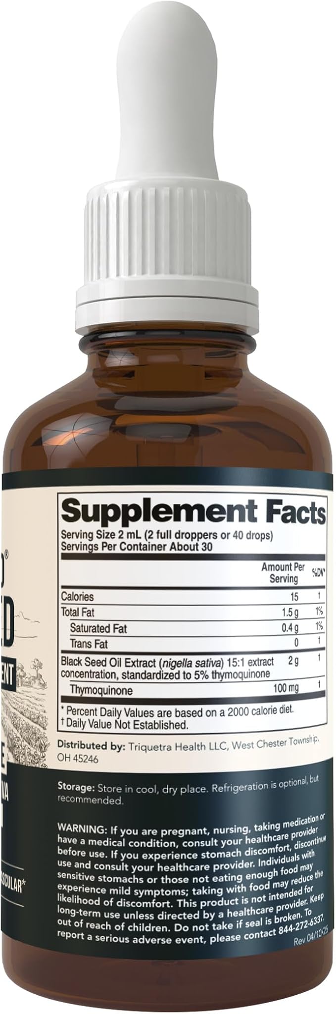 Black Seed Oil Liquid | 5% Thymoquinone - TQ-Advanced® | High Potency - 100 mg per Serving - 15:1 Concentrate from Nigella Sativa Extract Raw Form Vegan Formula Glass Bottle (30 Servings)