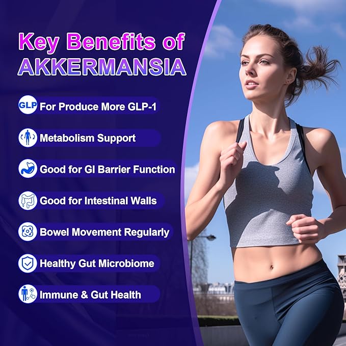 GLP-1 Supplement - 300 Billion AFU Akkermansia Probiotic for Women &amp Men Akkermansia Muciniphila for GLP-1 Production Digestive Gut Immunity Enhances Gut Lining Function - 60 Count