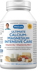 ANDREW LESSMAN Ultimate Calcium-Magnesium Intensive Care with Vitamin D3 &amp K2 MK7-120 mcg - 180 Capsules – Bone and Skeleton Health Essentials. Gentle Easy to Swallow Super Soluble. No Additives