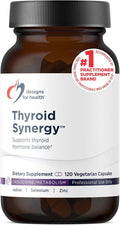 Designs for Health Thyroid Synergy - Thyroid Support Supplement with Iodine American Ginseng Selenium Zinc + Manganese - Vegan Thyroid Vitamins Gluten Free (120 Capsules)