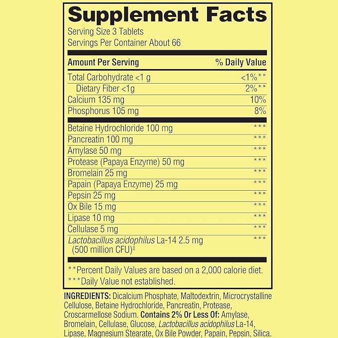 Spring Valley Probiotic Multi Enzyme- Digestive Formula 200ct Tablets with acidophilus for Gut Health (Pack of 1) Set by Basket Goods