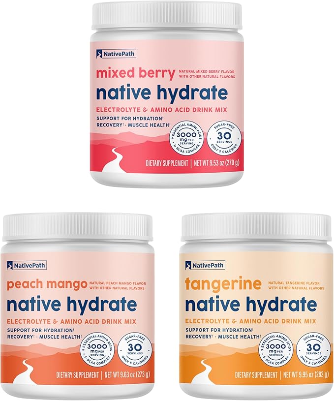 NativePath Hydrate Mixed Berry Peach Mango and Tangerine Trio Jar Bundle