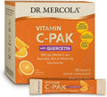 Dr. Mercola Vitamin C-PAK with Quercetin - Daily Immune Support Drink - Zinc &amp Vitamin D3 Blend - Gluten-Free - Effervescent Orange Flavor - 30 Packets