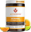 ACTIVATEDYOU Morning Complete Daily Wellness Greens Superfood Drink Mix for Gut Health w/Prebiotics Probiotics Antioxidants Green Superfoods 10 Billion CFUs 30 Servings (Citrus)