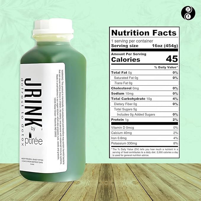 JRINK by Purée Organic Cucumber Juice Cold Pressed Detox Drink Healthy Cleanse with No Preservatives Fresh Raw Juice in HDPE Bottles Organic Fruit and Vegetable Cleanse Beverage 16oz Pack of 18