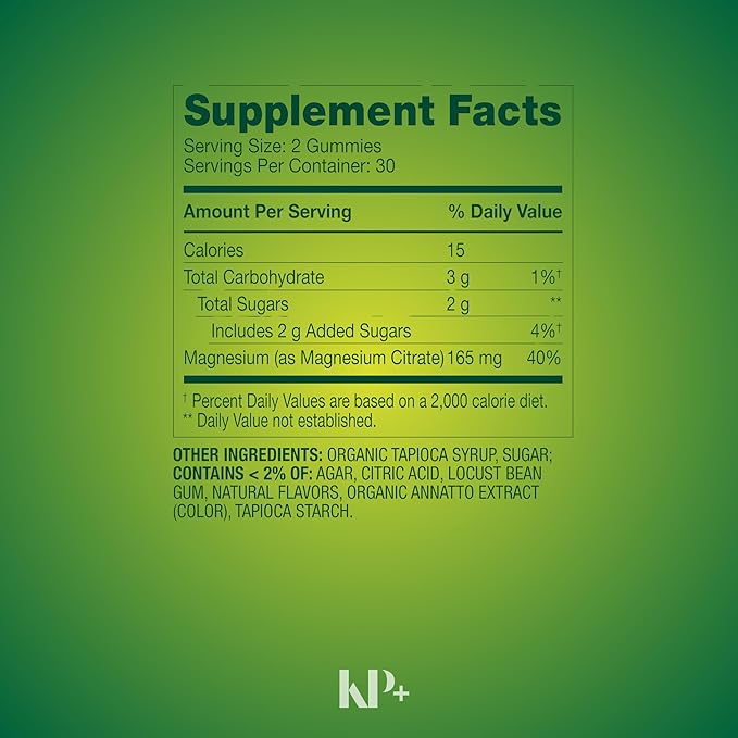 KP+ Magnesium Gummies | Magnesium Citrate 165 mg | 60 Vegetarian Gummies | Supports Bone Muscle &amp Nerve Health | Orange Flavor | Pack of 2