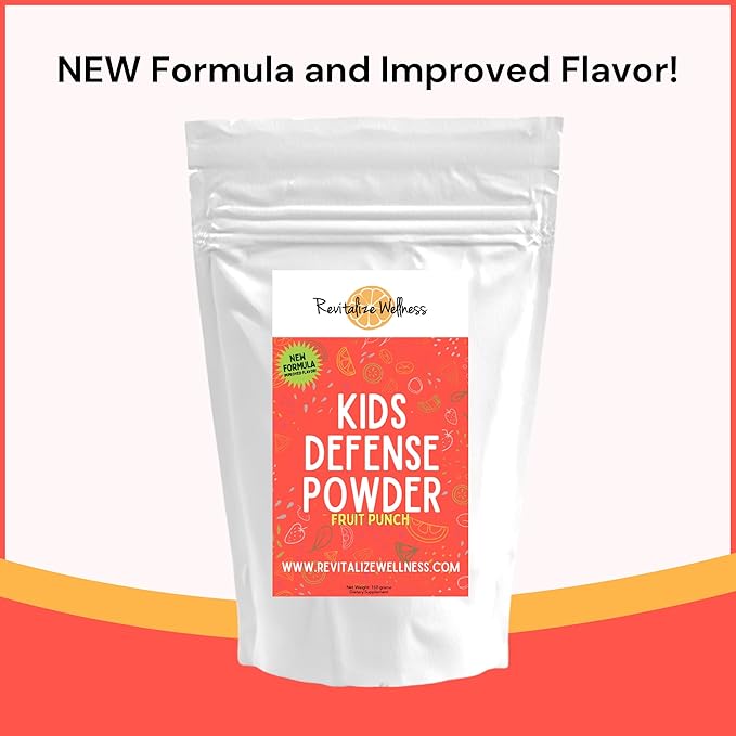 Kids Defense Powder | New Formula Improved Flavor | Orthomolecular Dose of 1000 mg Vitamin C and 250 mg B3 | Pure Corn Free &amp GMO-Free | Fruit Punch Flavor | 120 Servings