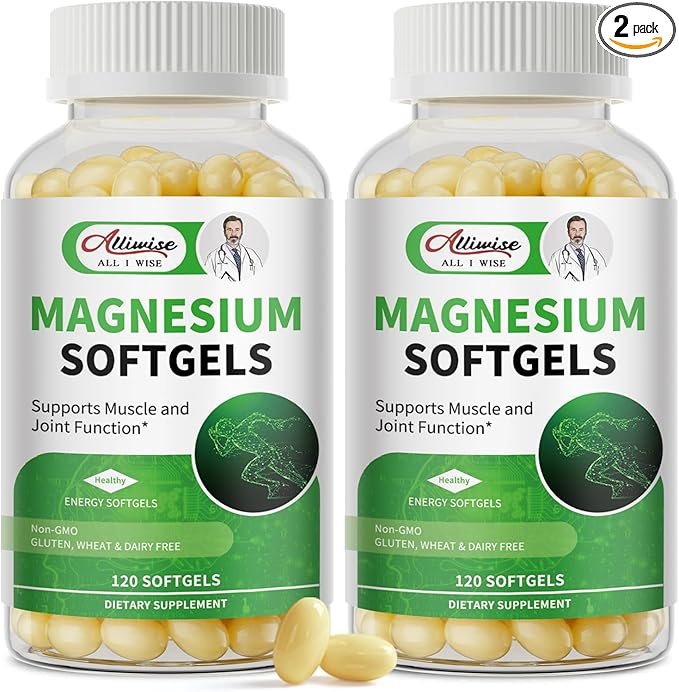 2pack Magnesium Glycinate 500mg Softgels Supplement 240 Gelcaps 120 Day Supply
