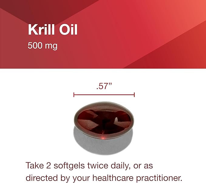 PROTOCOL FOR LIFE BALANCE Krill Oil 500mg - Krill Oil Supplement - DHA &amp EPA - with Astaxanthin - Supports Heart Brain Joints* - Non-GMO &amp Halal - 60 Softgels