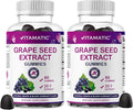 Vitamatic Grape Seed Extract Gummies – Plant-Based Botanical Extract – Natural Grape &amp Black Currant Flavor – Vegan Non-GMO – Herbal Supplement – 60 Gummies - 2 Pack