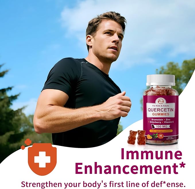 M inch (2 Pack) Quercetin Gummies with Bromelain Elderberry Zinc and Vitamin C - Chewable Quercetin 100mg Supplement for Immunity Allergy Aging Support - Vegan Gummies for Adult &amp Kid