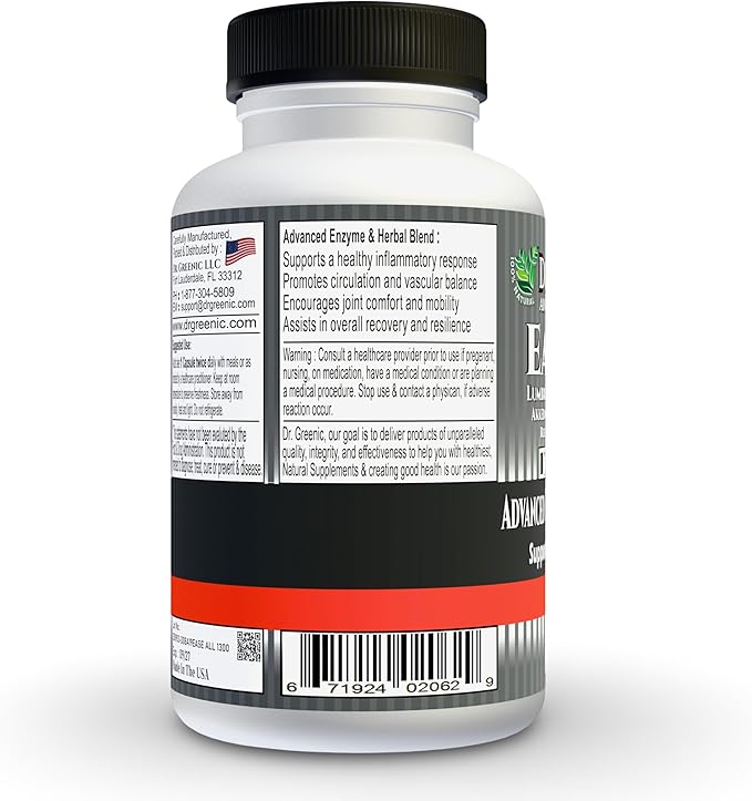 Ease All – Advanced Enzyme &amp Herbal Complex with Lumbrokinase Nattokinase Akkermansia Red Yeast Rice Thunder God Vine &amp Hirudin Pea | Circulation Mobility &amp Balance | 60 Capsules