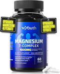 Magnesium 7 Complex Supplement Advanced with Glycinate Citrate Malate Chelate Taurate Orotate Aspartate Capsules with Zinc Vitamin D3 &amp B6 for Sleep Muscle Relief 60 Capsules