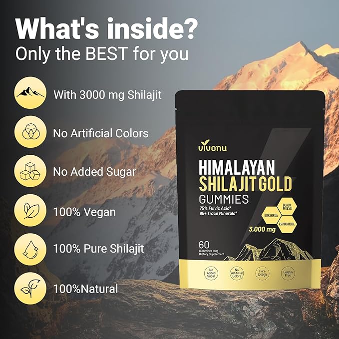 Shilajit Gummies Shilajit micronutrient supplement Himalayan premium ingredient Shilajit - Ashwagandha Gokshura Fulvic Acid &amp 85+ Trace Minerals I for Men Women I Non-GMO I 100% Natural &amp