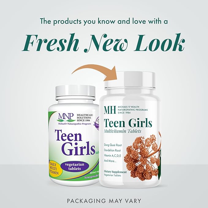 Michael's Health Naturopathic Programs Teen Girls Multivitamin - 90 Vegetarian Tablets - With B Complex Vitamins &amp Female Herbal Blend - Kosher - 45 Servings