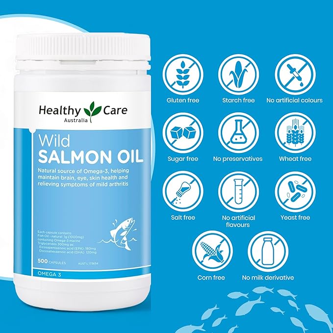 Healthy Care Wild Salmon Oil 1000mg 500 Capsules