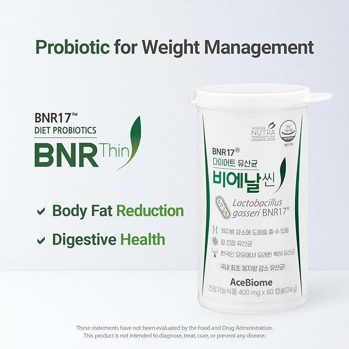 BNRThin Probiotic Lactobacillus gasseri BNR17 10 Billion CFU Guaranteed Digestive Health 60 Capsules x 3packs