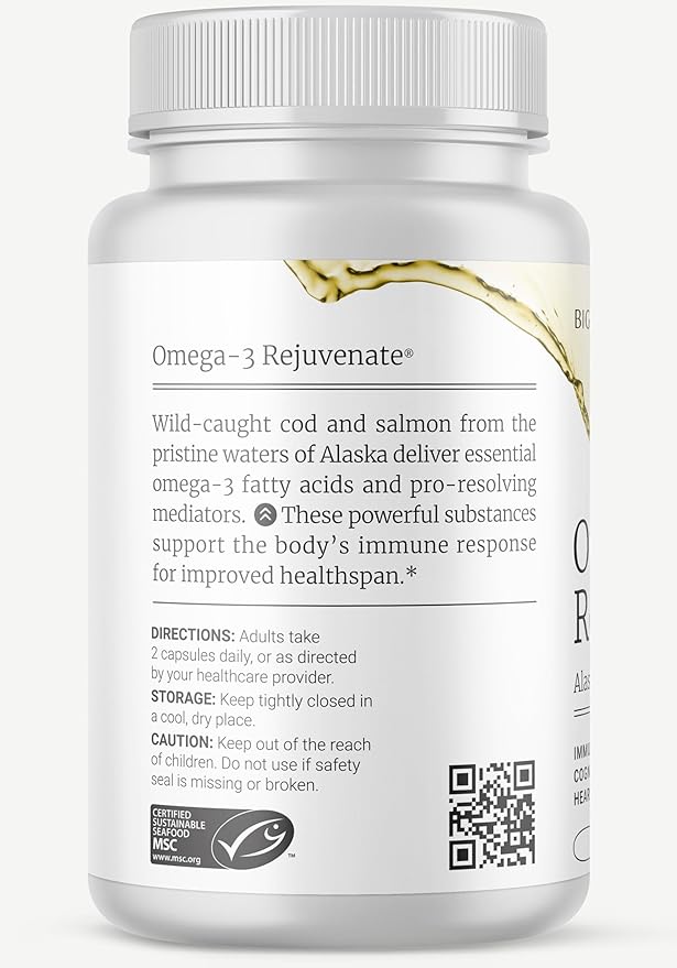 BIG BOLD HEALTH Omega-3 Rejuvenate Wild Alaskan Fish Oil Supplement with PRMs ⎹ EPA DHA &amp DPA Fatty Acids ⎹ Vitamins A and D to Support Immune Balance &amp Brain Wellness (60 Softgels)