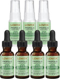 LOVITA Propolis Family Value Pack - 4 Liquid Extract Drops &amp 3 Throat Sprays 5:1 Resin Extract 18% Bioflavonoids Comprehensive Throat Soothing (7 Pc Set)