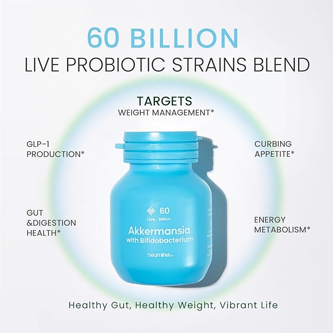 60Billion Akkermansia Muciniphila with Bifidobacterium Supports GLP-1 Production Naturally Delayed Release Advanced Gut Health Appetite &amp Craving Control Made in USA 30 Servings