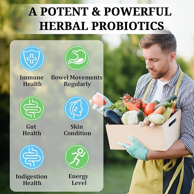 Probiotics for Women &amp Men - 300 Billion CFU 24 Strains Probiotics + 15 Organic Herbs Prebiotics for Digestive Gut Health Immune Constipation Diarrhea &amp Whole-Body Health - 4 Months Suppl