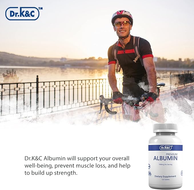 Dr.K&ampC Premium Albumin Protein Supplement – Extra Strength 1000 mg 360 Tablets Healthy Kidney Liver Promote General Wellness Energy Support Life Balance 3pk