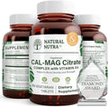 Natural Nutra Cal-Mag Citrate with Vitamin D31000/500 mg Complex Strengthen Bone Density Muscle and Nerve Health Help Maintain Healthy Teeth Highly Bioavailable Sources 100 Vegan Tablets