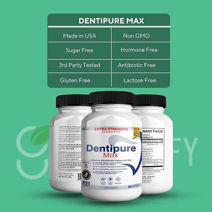 Dentipure Max Probiotic Supplement 40 Billion CFU 60 Capsules Supports Teeth and Digestive Health (2)