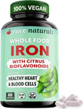 Yuve 100% Vegan Whole Food Chelated Iron Supplement 18mg – Tasteless Non-Constipating Gentle on Stomach Energy Support – Gluten-Free Non-GMO 60 Capsules