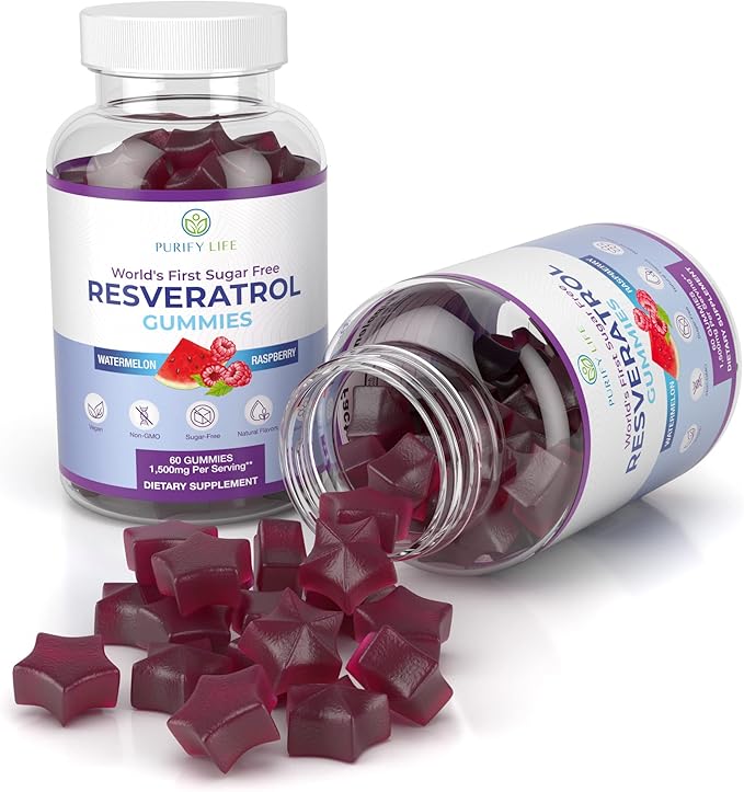 Sugar-Free Resveratrol Gummies - Potent Anti-Aging Antioxidant - Resveratrol Supplement to Support Digestive &amp Immune Health - Natural Herb for Cell Growth &amp Repair - Easy Chewable NMN Alterna