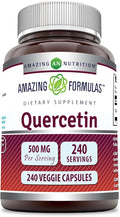 Amazing Formulas Quercetin 500mg Veggie Capsules Supplement | Non-GMO | Gluten Free | Supports Overall Health &amp Well Being (240 Count)