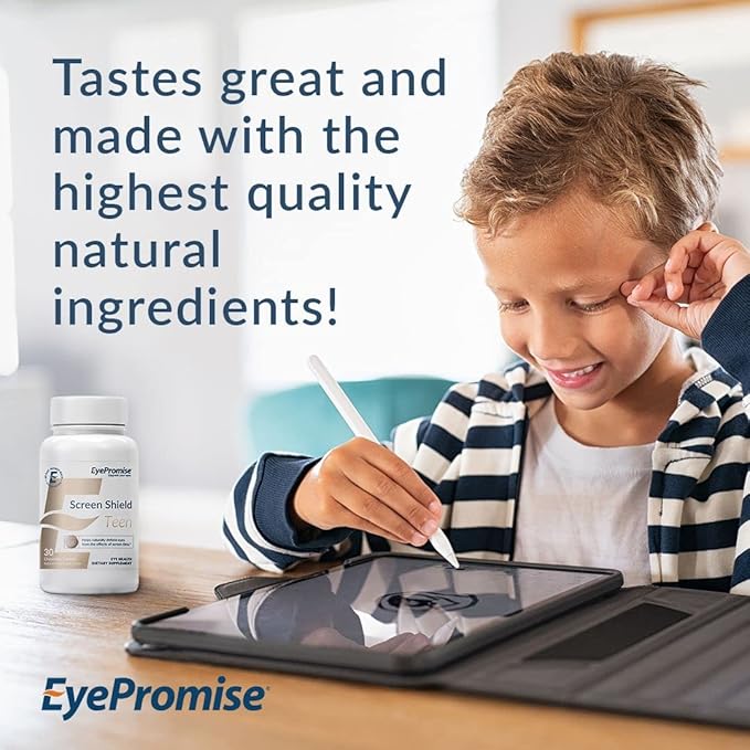 EyePromise Screen Shield Teen Eye Vitamin - 30-Count 30-Day Supply - Chewable Eye Supplement for Kids with Zeaxanthin Lutein Zinc &amp Vitamins for Tired Strained Eyes