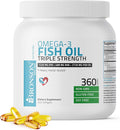 Bronson Omega 3 Fish Oil Triple Strength 2720 mg High EPA 1250 mg DHA 488 mg Non-GMO Heavy Metal Tested 360 Softgels