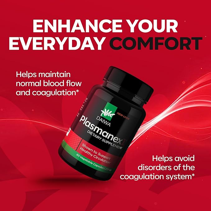 Daiwa Plasmanex 1 - Blood and Vein Circulation Supplements – Balance Circulation Encourage Healthy Legs and Veins - 60 Vegan Capsules