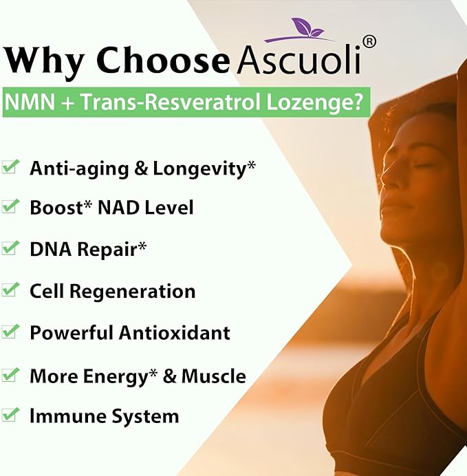 Sublingual NMN 500mg + Trans-Resveratrol 400mg 3-in-1 Advanced Formula 99% Pure NMN Resveratrol Supplement for Boost* NAD Cell Immune Energy &amp Muscle Anti-Aging 240 Lozenges 240-Day Supply