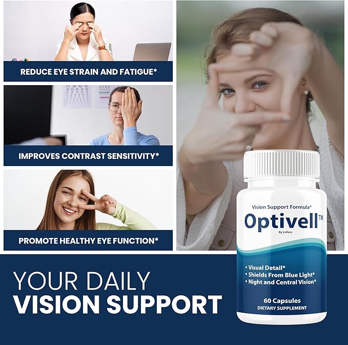 (2 Pack) Optivell Eye Capsules Optivel Pills Vitamins Eye Care Wellness Supplement Healthy Eyesight Retina Sharper Vision Support Formula Clear Eyes Ocular Comfort Health Visual Balance (120 ct)