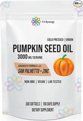 Pumpkin Seed Oil 3000mg 3-in-1 with Saw Palmetto and Zinc High-Potency Formula for Hair Skin Rich in Phytosterols &amp Fatty Acids Prostate Health Urinary Tract Support - 300 Counts
