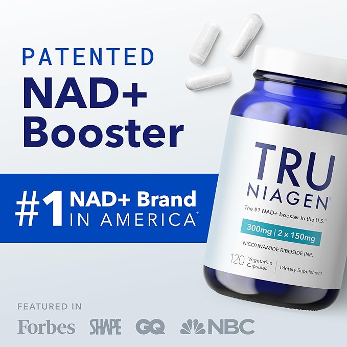 TRU NIAGEN Patented NAD Supplement for Brain Function Anti Aging &amp Cell Regeneration Niagen 60 300mg Servings | Supports Cellular Energy Muscle | Nicotinamide Riboside (NR) Take 2 Daily | 1 Bo