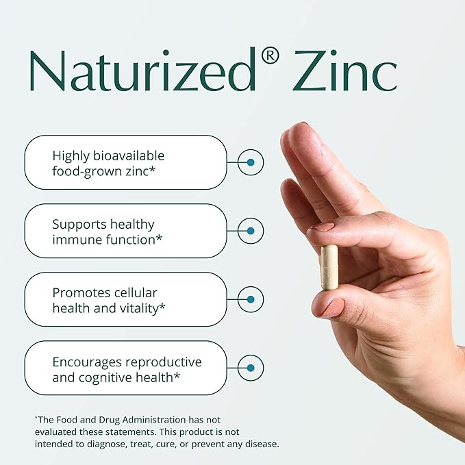 Natura Health Products 25 mg Zinc Supplement - Supports Cellular Health and a Healthy Immune Response - Highly Bioavailable Food-Grown Zinc (60 Capsules)