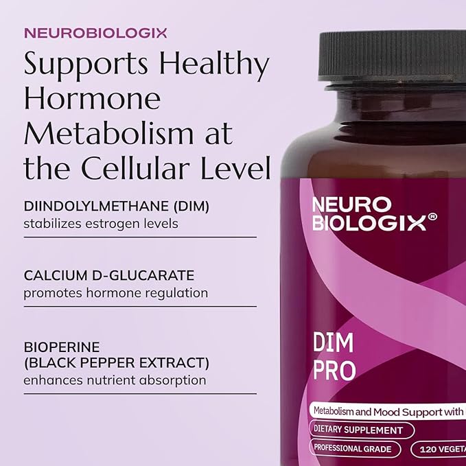 DIM Pro Hormone Support for Men &amp Women Plant Based Estrogen Metabolism &amp Detox Supplement with DIM Calcium D-Glucarate &amp BioPerine Promotes Balance Energy &amp Daily Wellness Vegetar