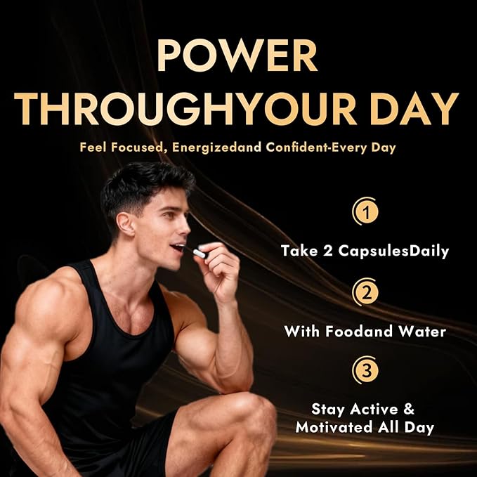 Quantum Gold Performance Capsulas – Daily Energy &amp Endurance Support Supplement | Boost Motivation &amp Confidence | 60 Capsules(1PC)