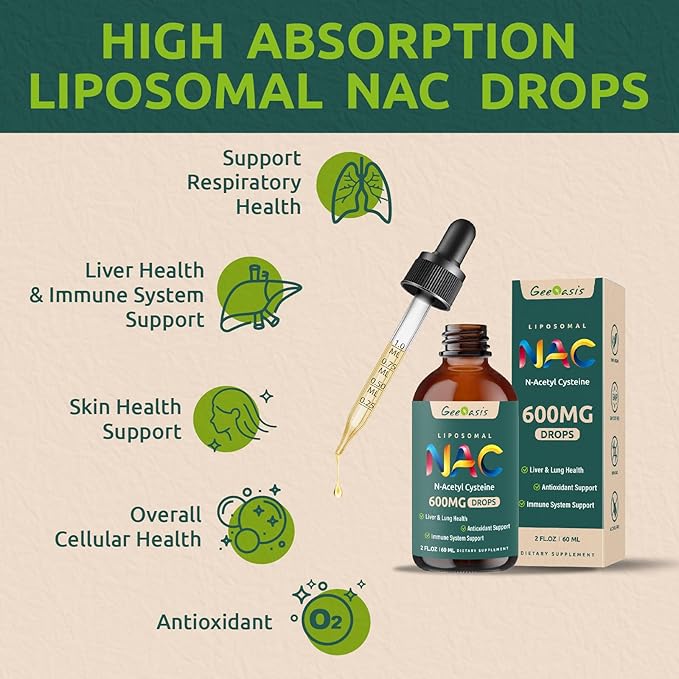 Liposomal Liquid NAC &amp L Theanine Drops N Acetyl Cysteine 600 mg &amp Theanine 400 mg for Kids &amp Adults