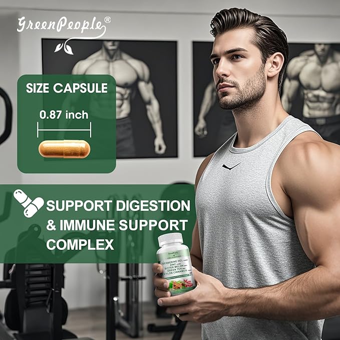 GREENPEOPLE Berberine Supplement with Ceylon Cinnamon - 120 Count Berberine 1500mg Berberine HCL Capsules with Bitter Melon/Artichoke Extracts &amp Natural Herbs for Immune Support 2 Pack