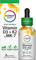 Rainbow Light Vitamin D3 + K2 as MK7 | 2 Fl Oz | 2000IU Vitamin D | High Potency Formula | Vegetarian Non-GMO Gluten Free
