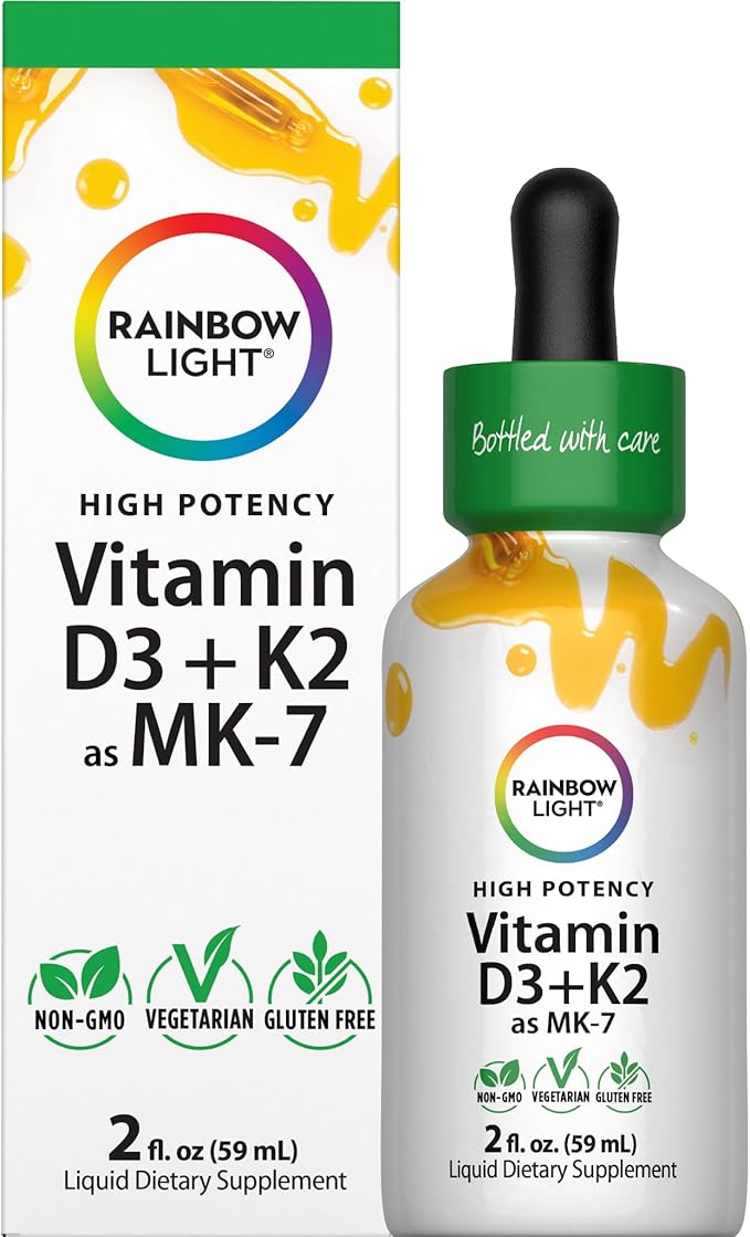 Rainbow Light Vitamin D3 + K2 as MK7 | 2 Fl Oz | 2000IU Vitamin D | High Potency Formula | Vegetarian Non-GMO Gluten Free