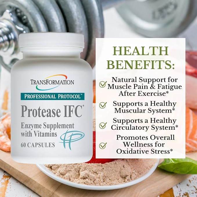 TRANSFORMATION THE GENESIS OF GOOD HEALTH Enzyme Protease IFC Enzyme Supplement Natural Support for Muscle &amp Fatigue with High Rich Vitamin A E C Zinc &amp Selenium Non-GMO 60 Capsules