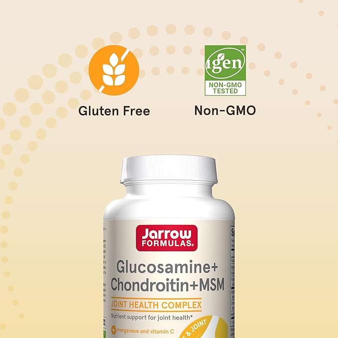 Jarrow Formulas Glucosamine + Chondroitin + MSM Capsules Joint Support Supplement with Vitamin C and Manganese 240 Capsules 60 Day Supply Pack of 12