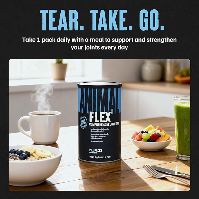 Animal Flex - Glucosamine Chondroitin Joint Supplement for Women and Men Discomfort with Turmeric MSM Boswellia for Cartilage Joint Health Muscles Back Knees Shoulder and Hip 44 Packs