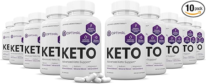 (10 Pack) Optimal Keto Pills 1275MG New &amp Improved Formula Contains Apple Cider Vinegar Extra Virgin Olive Oil Powder Green Tea Leaf 600 Capsules